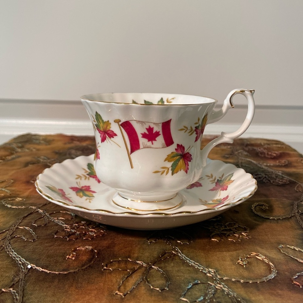 Bone china teacup and saucer